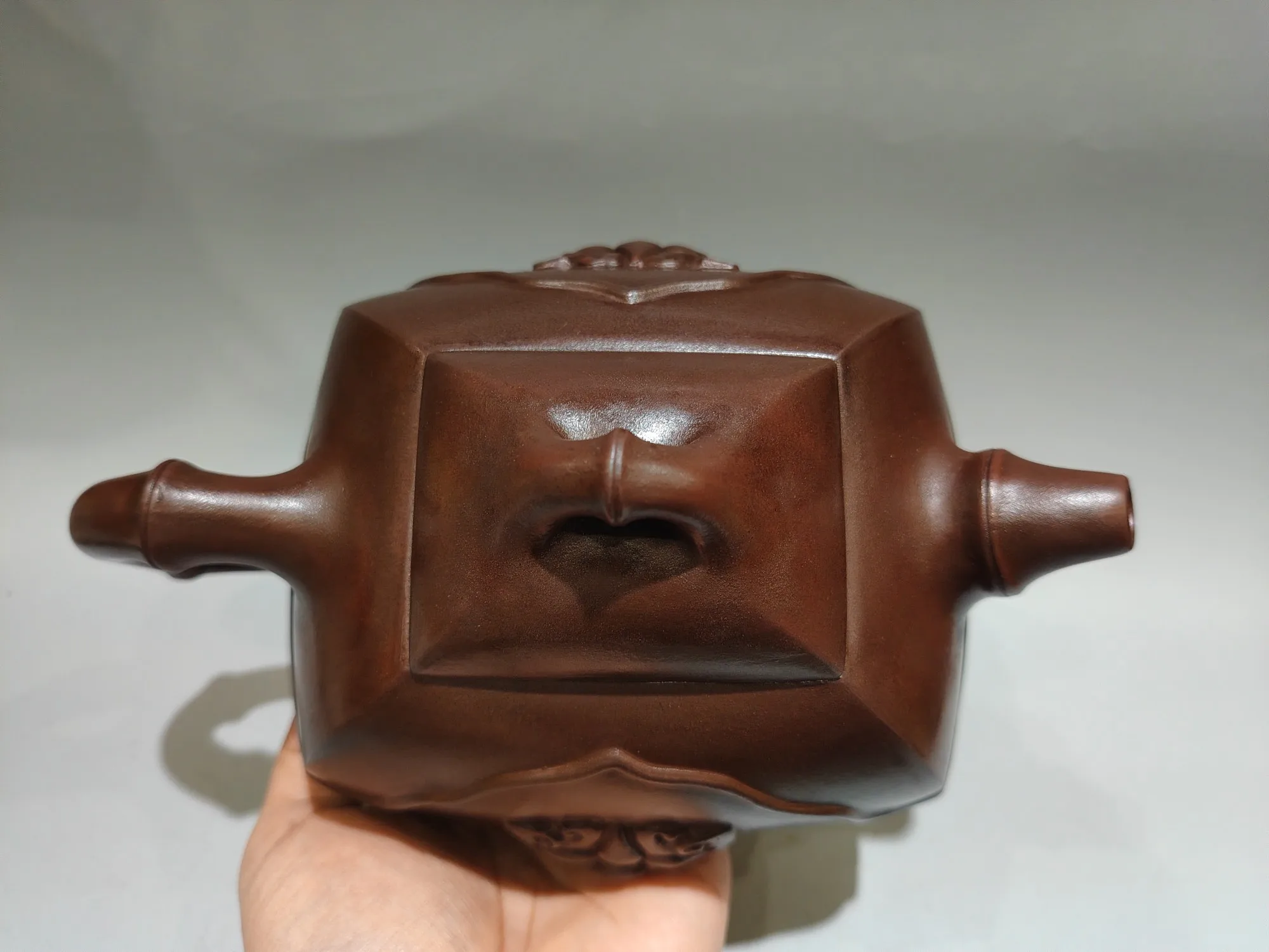 Purple Clay Teapot awe the world Beast Head Pattern Four sided teapot Kettle Teapot Flagon Gather fortune Office