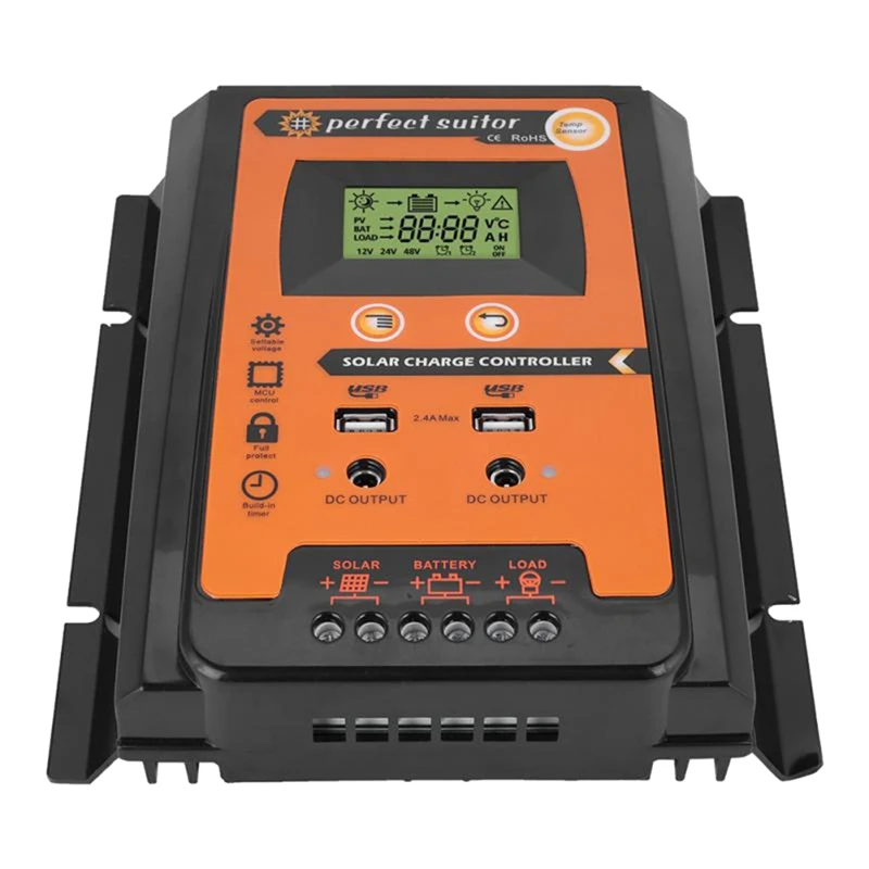 30A MPPT PWM Solar Charge Controller 12V 24V Solar Panel Battery Regulator Dual USB Port LCD Display