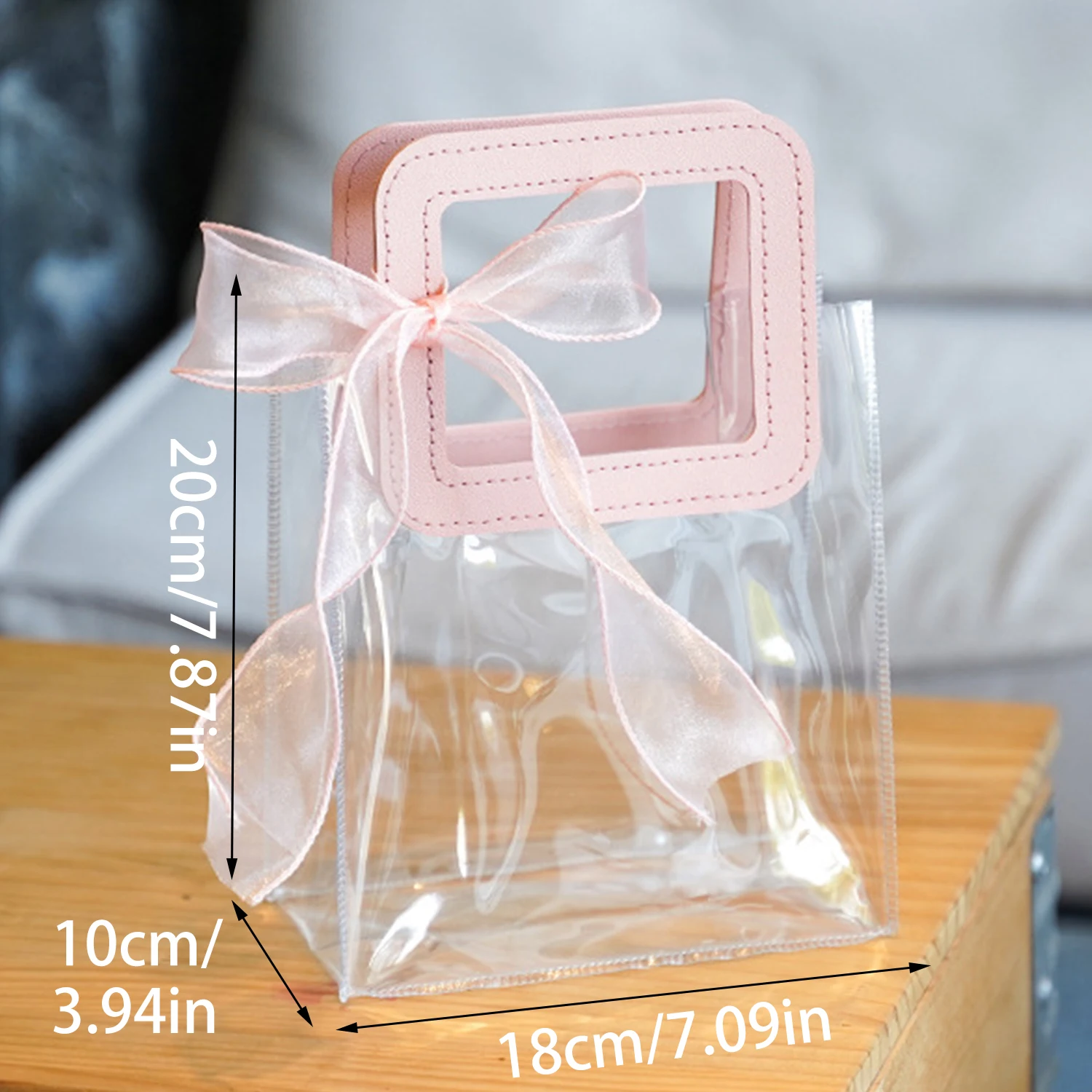 Wedding Gift Bags Clear Handbag Bag Transparent Tote Bag Cosmetics Bag Flowers Bouquets Birthday For Travel