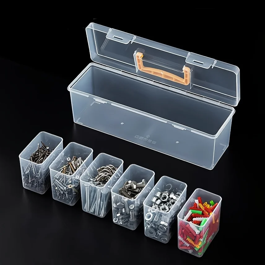 Hardware Tool Storage Box, Multi-Compartment Transparent Tool Organizer, Screw and Accessory Sorting Box, Household Screw, Wrenc