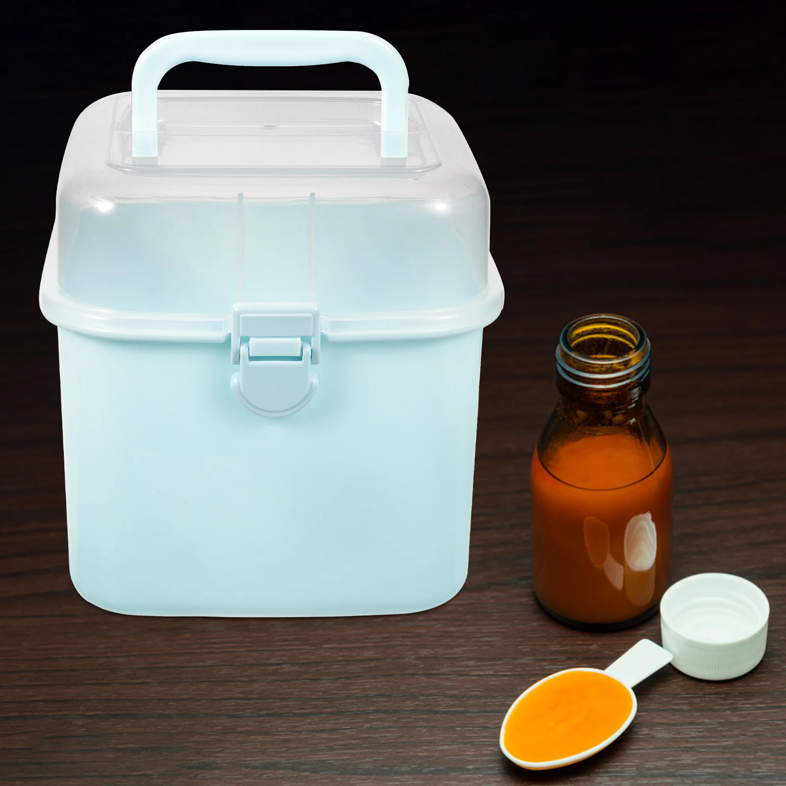 1pc Emergency Medicine Box Large Capacity Plastic Durable Lightweight Wall Mount Handle Carry Outdoor Travel Home Use