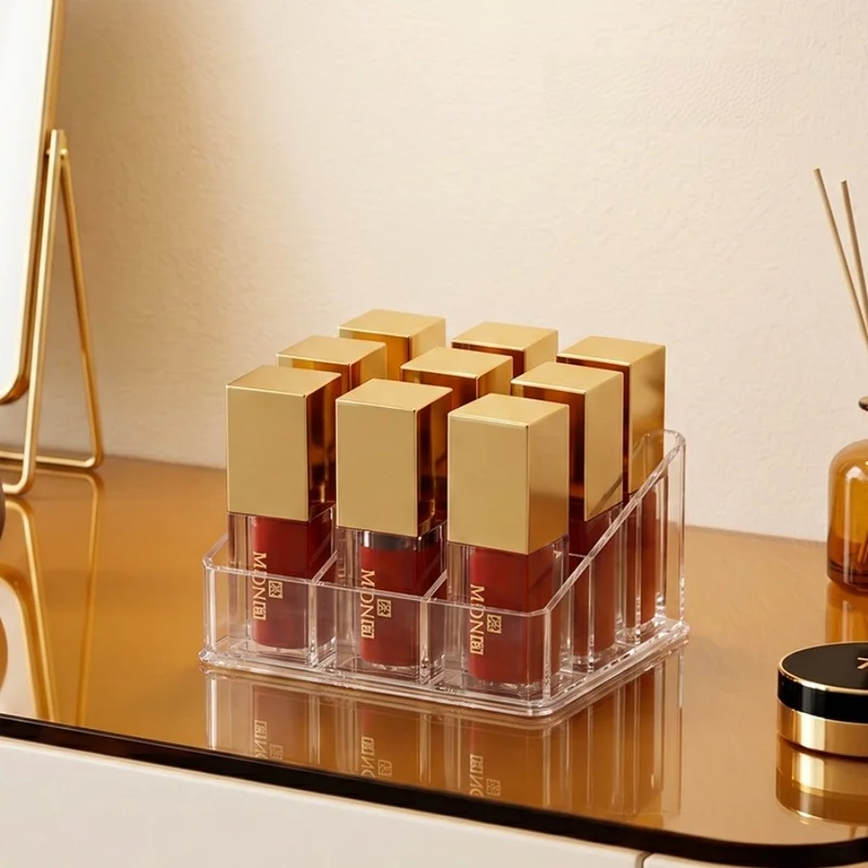 1pc Acrylic Lipstick Organizer 9 Slots Makeup Lip Gloss Holder Cosmetic Eyebrow Pencil Eyeliner Storage Display Rack Desktop