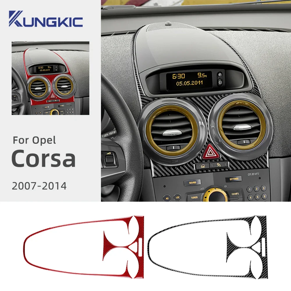 Car Central Control Outlet Time Screen Sticker Real Soft Carbon Fiber For Opel Corsa D 2007 2008 2009 2010 2011 2012 2013 2014