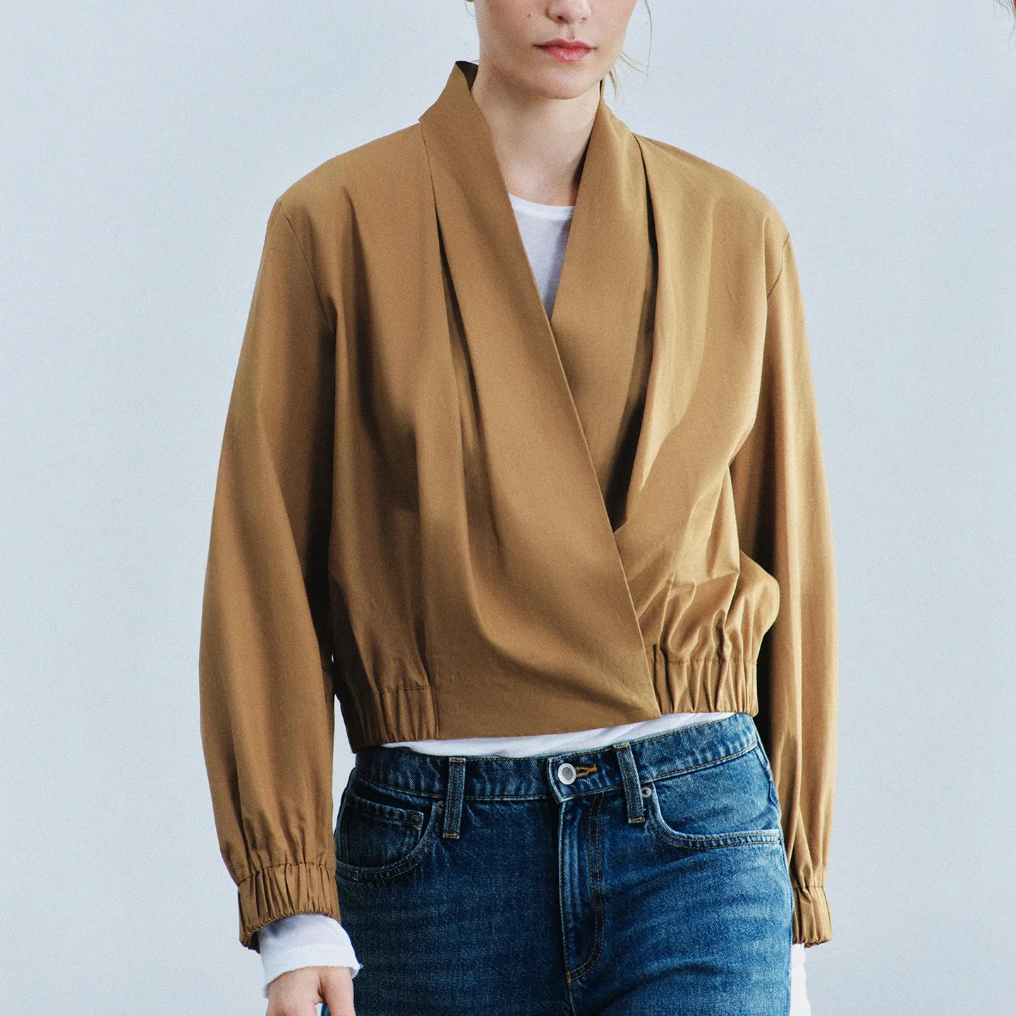 Fashionable V-Neck Long Sleeve Pilot Jacket Style Shirt Women's Casual Loose Fit Short Outerwear Autumn Collection 2026