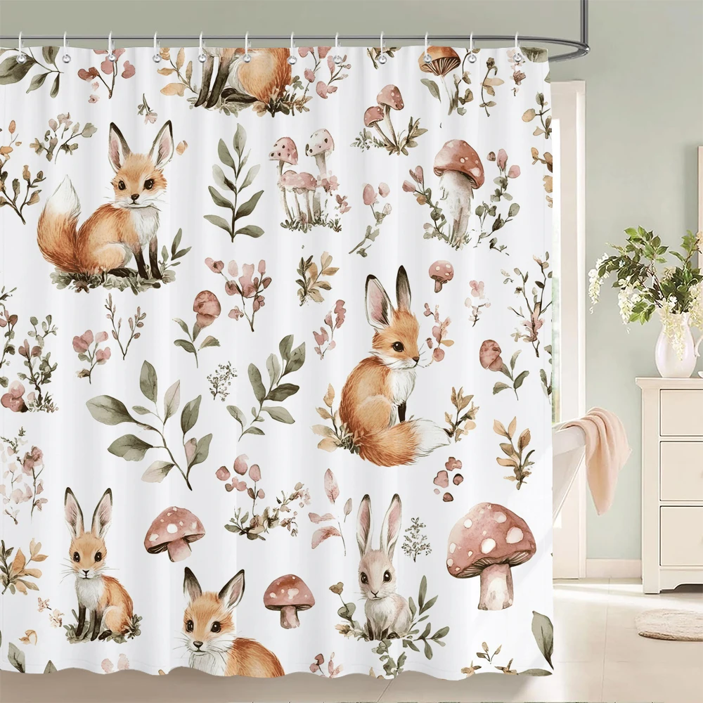 

Cute Cartoon Animals Shower Curtain Printing Polyester Fabric Cartoon Bathroom Curtain Home Decoration Curtain with Hooks