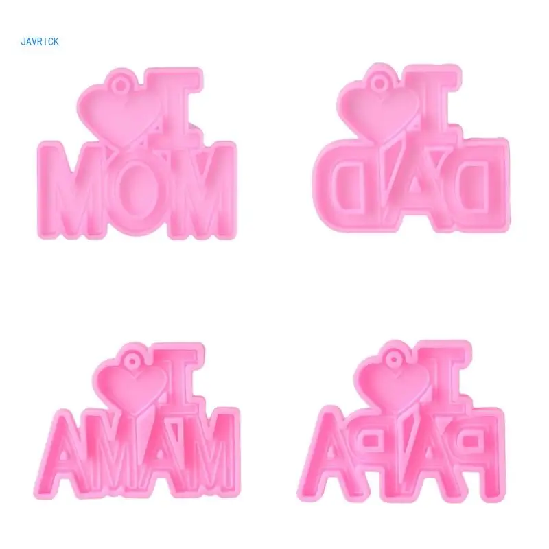 

I Love Mom Dad Word Letter Keychain Epoxy Resin Mold Thanksgiving Mother Father Day Pendant Handmade Silicone Mould DIY Crafts