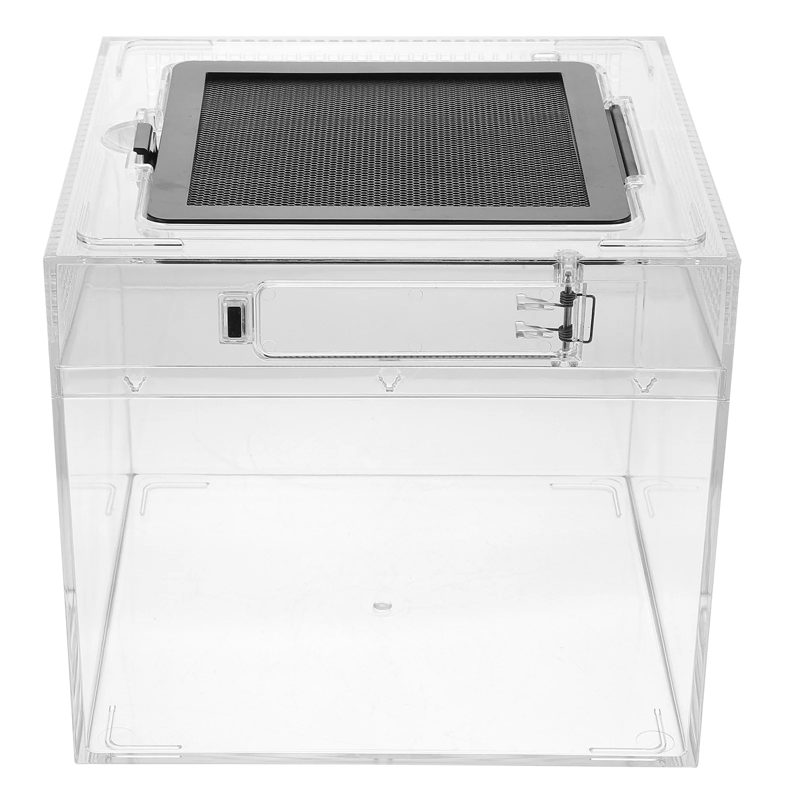 

1pc Reptile Feeding Box Medium Transparent Breeding Container For Turtle Spider Snake Scorpion Hermit Crab Pet Display Habitat