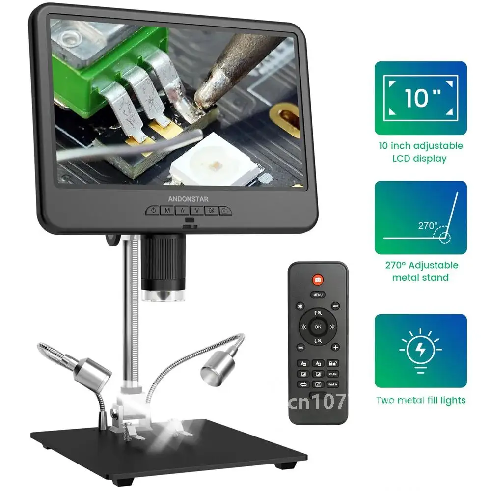 Andonstar AD210 Digital Professional Microscope 260X Magnification Soldering Microscope 10.1inch LCD Display with LED Light