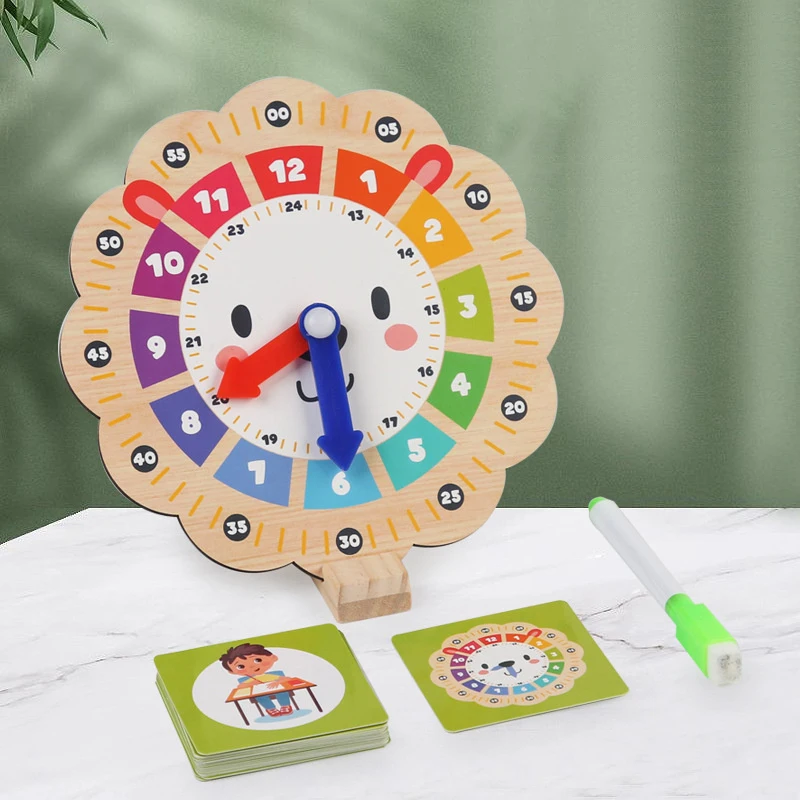 Holz Uhr Spielzeug Montessori Zeit Lernen Lehrmittel Zeit Erkenntnis Passenden Frühen Pädagogisches Spielzeug für Kinder Kinder Geschenke