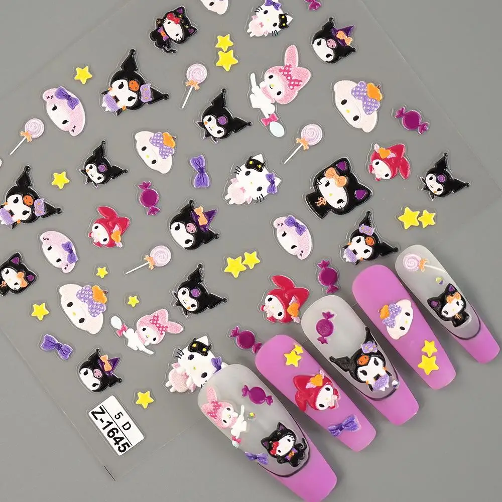 

Sanrio Little devil Kuromi Melody relief manicure Stickers cartoon Nail stickers diy decoration Handmade materials girl gifts