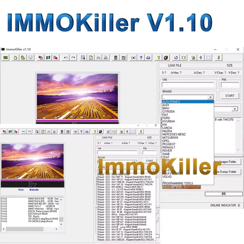 ImmoKiller V1.10 OBD2 Scanner IMMO Off Car Software ECU Programmer + IMMO SERVICE TOOL V1.2 Car accessories tool Repair Software