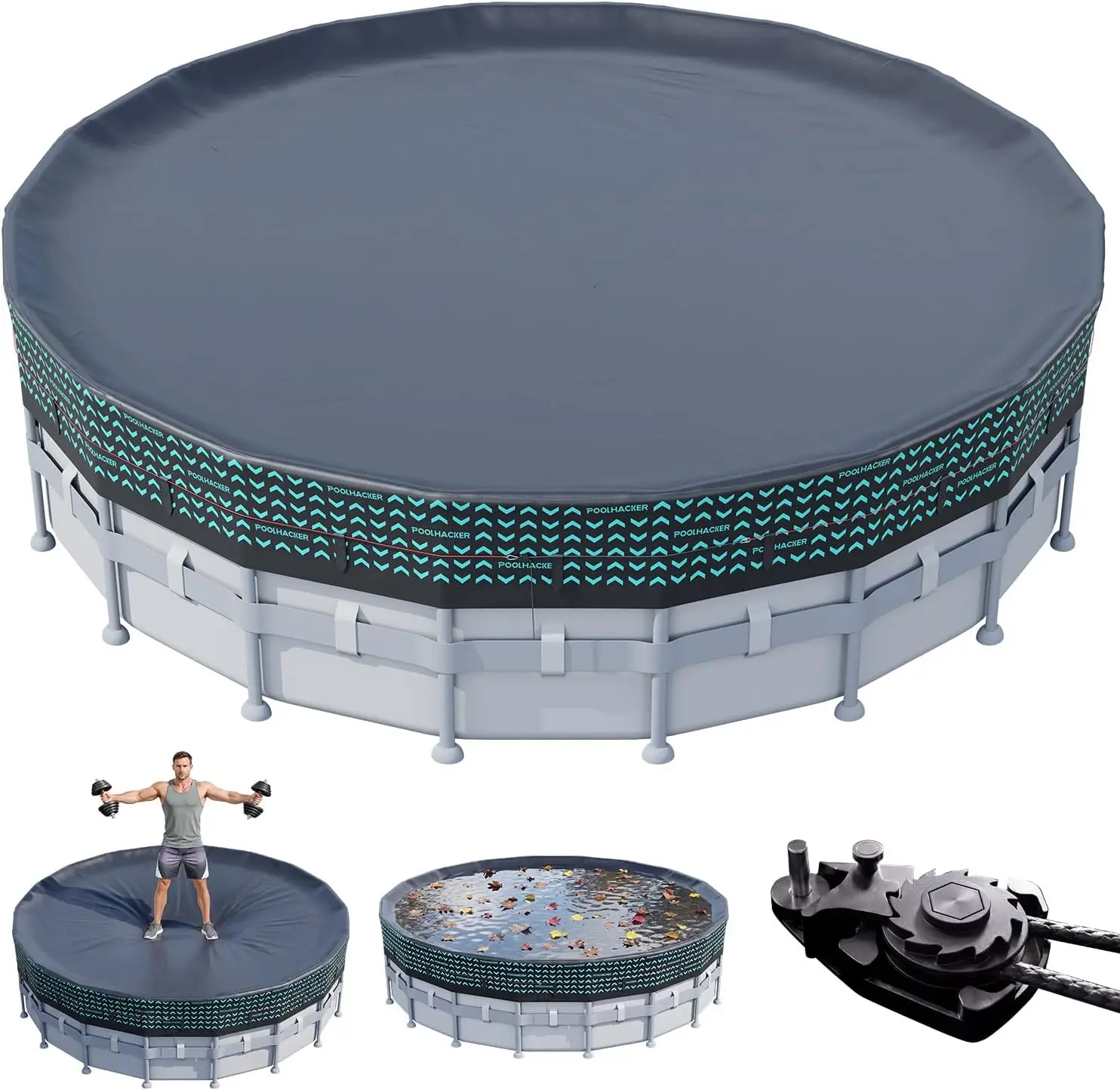 550D Heavy-Duty 18 ft Round Pool Cover for Above Ground Pools | 2026 Upgraded Oxford Fabric, Tear-Resistant, UV Protection