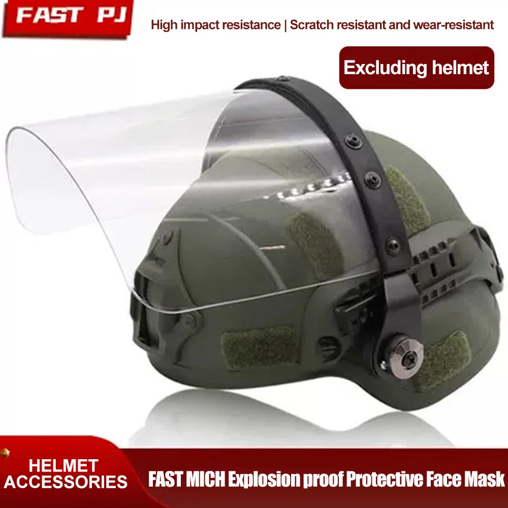 FAST/MICH Tactical Helmet - High-Strength Anti-Riot Clear Visor | Airsoft CS BB-Resistant Face Shield (Civilian Use)