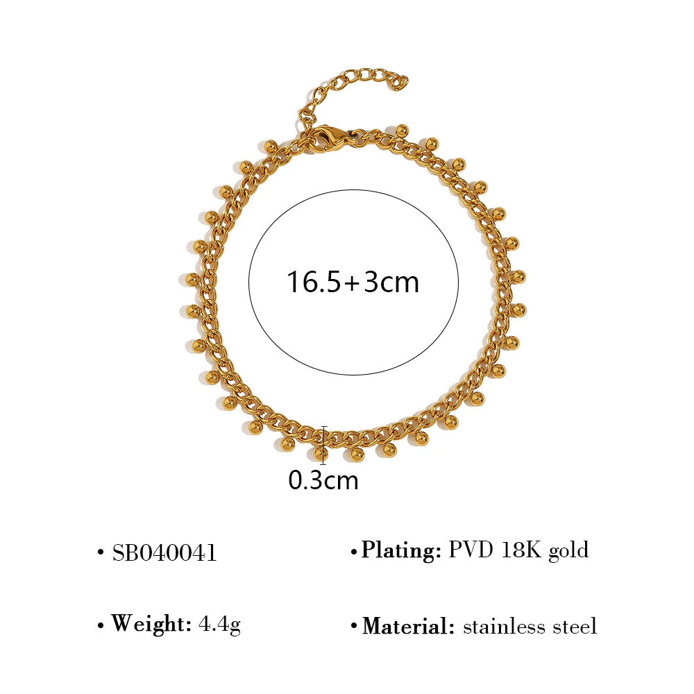 WILD & FREE 18K Gold Plated Stainless Steel Chains Bracelet for Women Gold Color Beads Charms Trendy Jewelry Waterproof