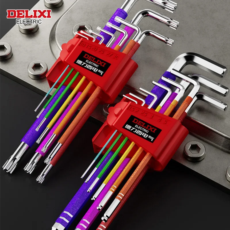 DELIXI ELECTRIC Allen Key Set，Allen Hex Wrench Screwdriver Set With High Temperature Quenching of S2 Alloy Steel,for Maintenance