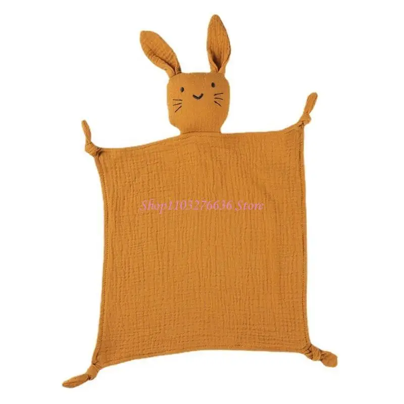 R6FD Baby Security Blanket Soothe Appease Towel Soft Cotton Muslin Bib Animal Rabbit for Doll Teething Comforter Blanket Infants