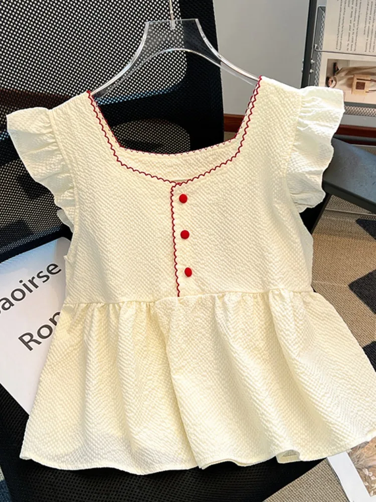 

Recommend Self-Kee Collar Square ort Sve irt Women Summer Age-Defng Doll irt Svel Top Korean Sle ...