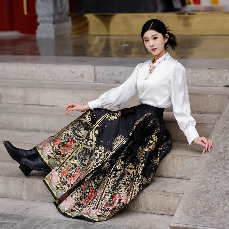 مجموعة تنورة ماميان للسيدات البالغات مطرزة بالذهب الثقيل لعام 2026 من أجل الخبز المحمص والخطوبة Hanfu #6