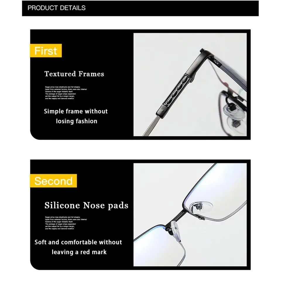 Progressive Multifokal-Lesebrille für Männer und Frauen Anti-Blaulicht Presbyopie-Brille Hochwertige Titan-Metall-Halbrahmen 1.0 – Detail 7