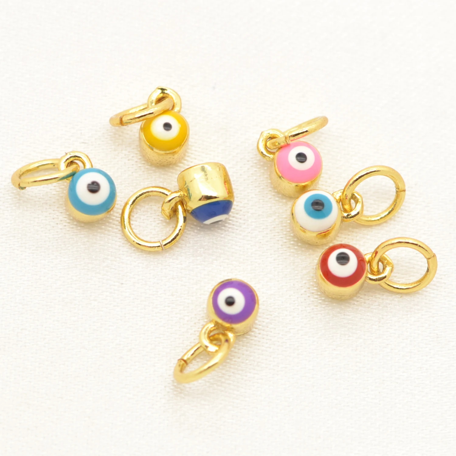 Brass Gold Plated Evil Eye Enamel Charms for Jewelry Making Bulk Small Enamel Eyes Charms Multiple Colors Accessories