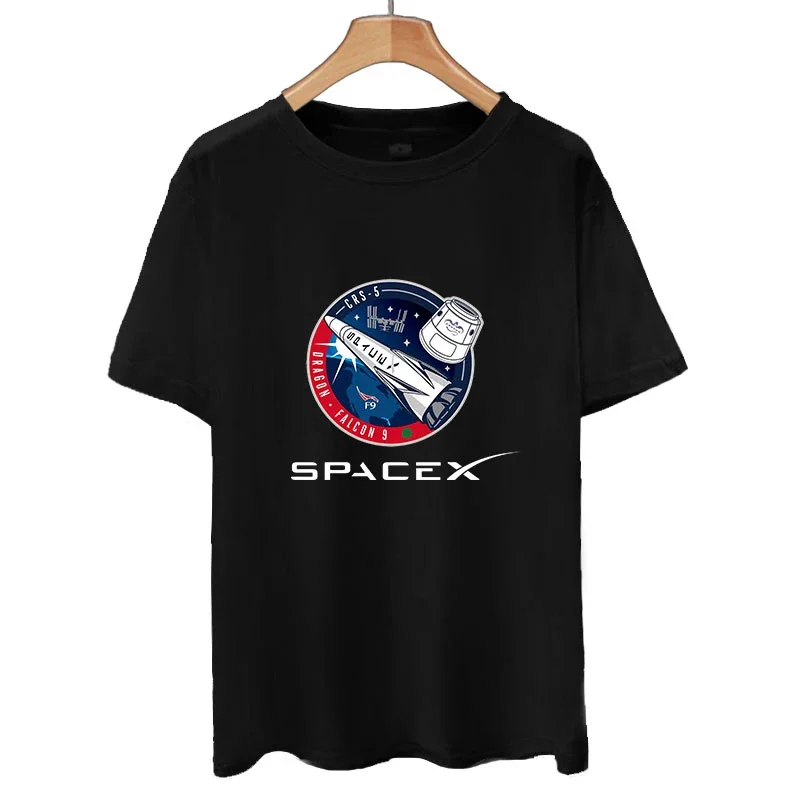 SpaceX Aerospace Exploration NASA Astronomy Cotton Short Sleeve T-shirt Men's and Women's Half Sleeve Summer Clothes