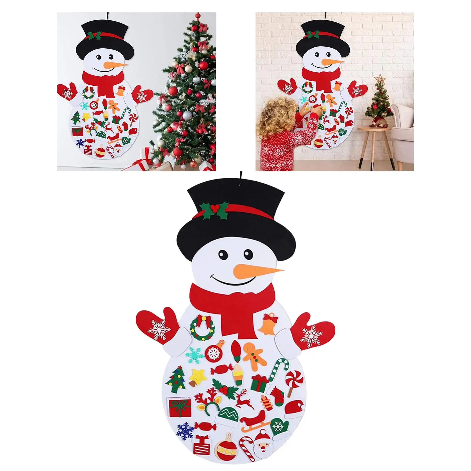 DIY Felt Christmas Snowman Games Set Ornaments Hanging Decor Set Kids Toys