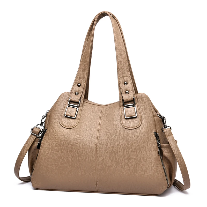 

High Quality Women PU Leather Handbags Messenger Bags Large Capacity Ladies Solid Tote Crossbody Bags Casual Big Shopping Bag