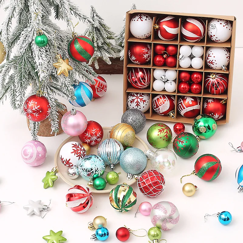 42/44pcs Colorful Christmas Ball Gift Box Set Christmas Tree Ornament Christmas Pendant New Year Home Decoration Noel Naveda2023