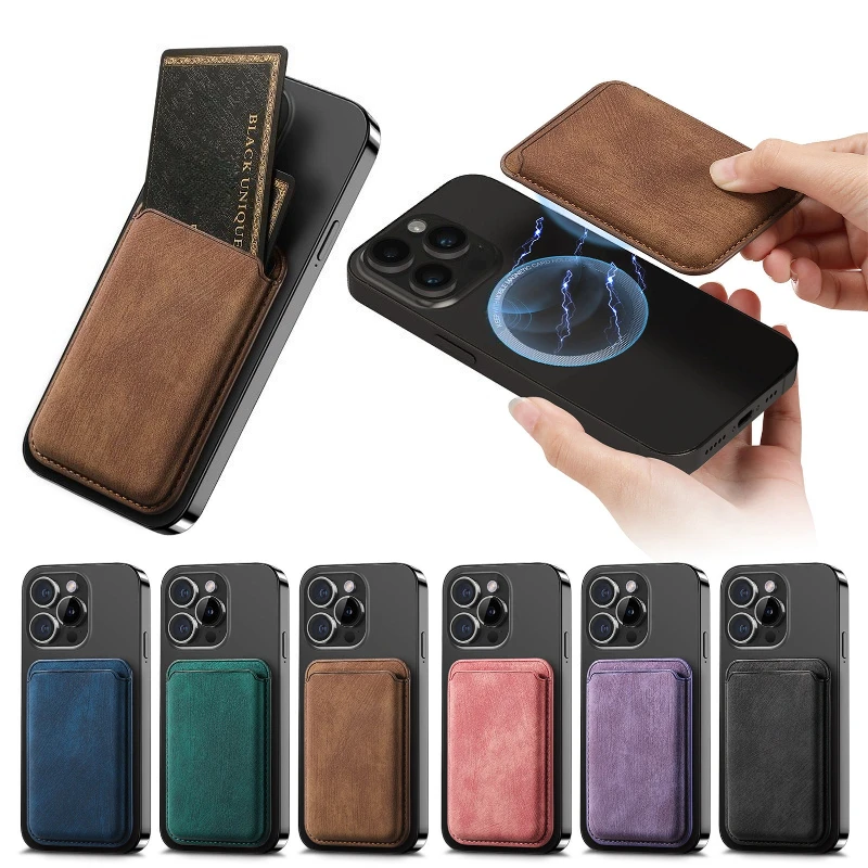 Magnetische PU-Leder-Brieftasche mit 2 Kartenfächern und Magnetkartenhalter für iPhone 18 17 16 15 14 13 12 Pro Max