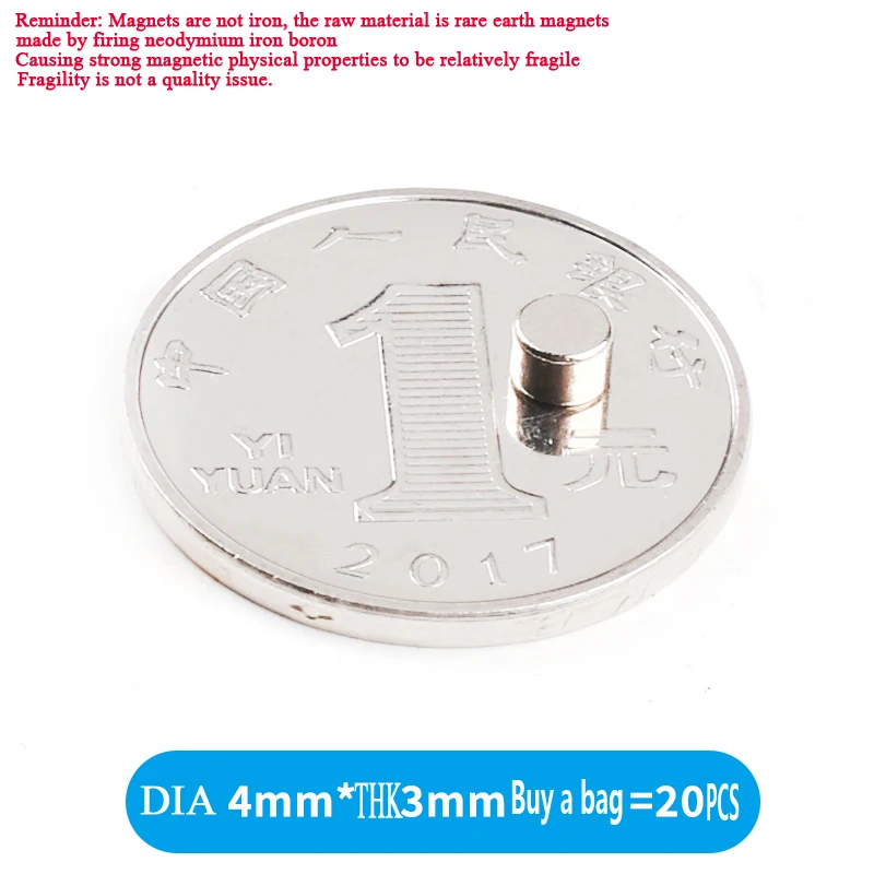 Super Strong Magnet 4x3mm 20pcs Round Magnetic NdFeB Neodymium magnet Powerful Disc imanes