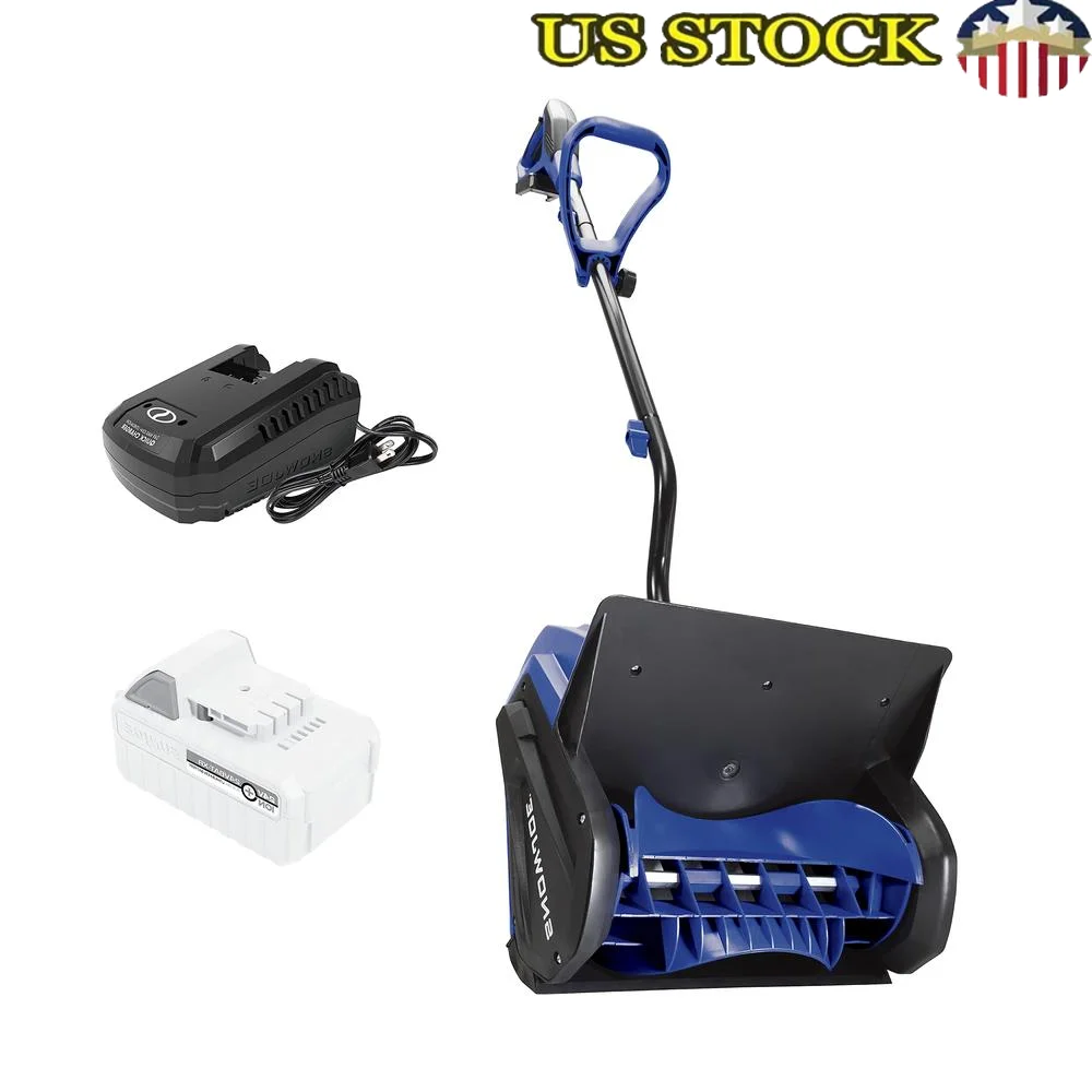 24V Cordless Snow Shovel Kit 13-Inch 5-Ah Battery Quick Charger Ideal Decks Patios and Sidewalks Maximum Throw Distance 20 Feet