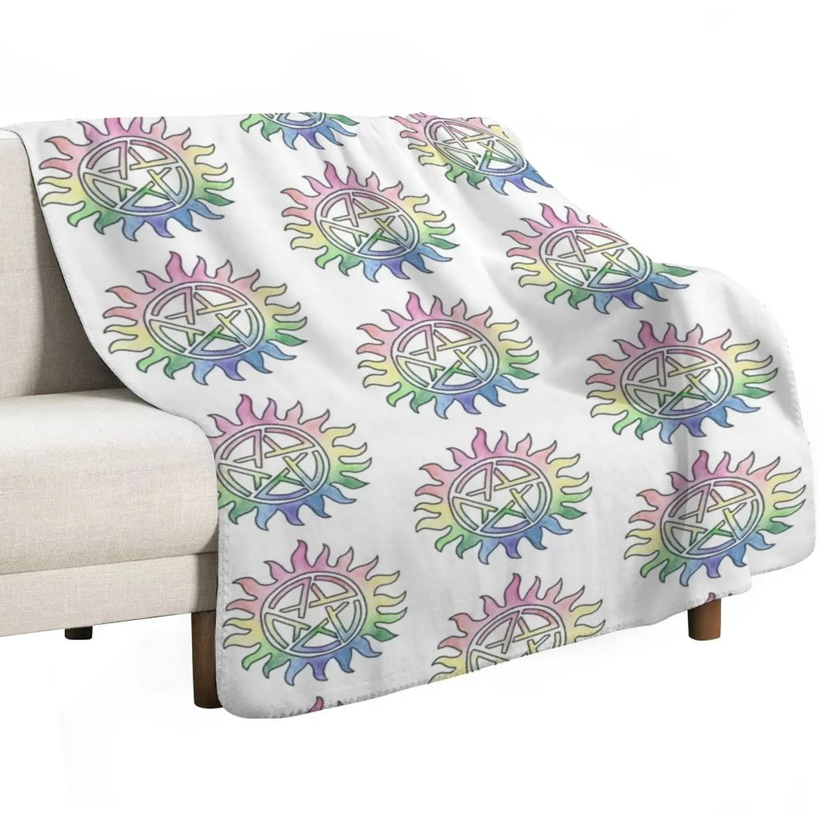 

Rainbow Supernatural Anti-Possession Symbol Throw Blanket Fashion Sofas Designers Plush Blankets