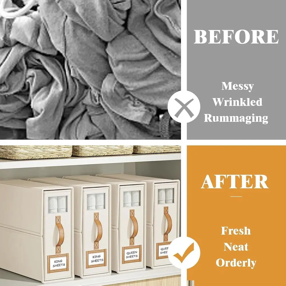 Organizer na pościel King Size, składany pojemnik z uchwytem na pościel, przechowywanie poszewek na kołdrę, beżowy