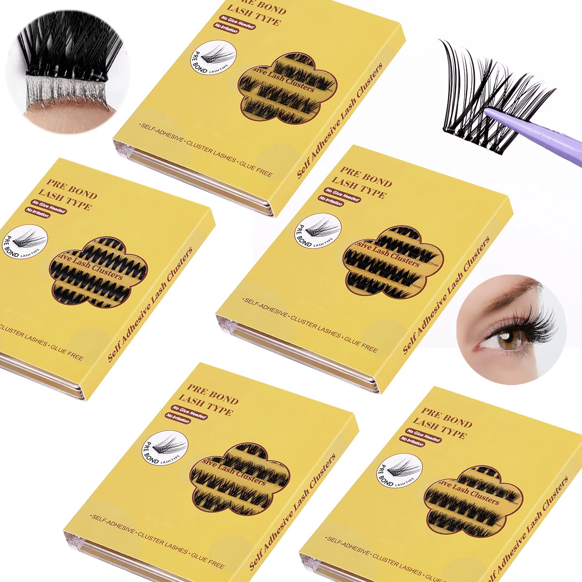 Explosive glue-free false eyelashes DIY segmented eyelashes thick European and American curling self-adhesive eyelashes