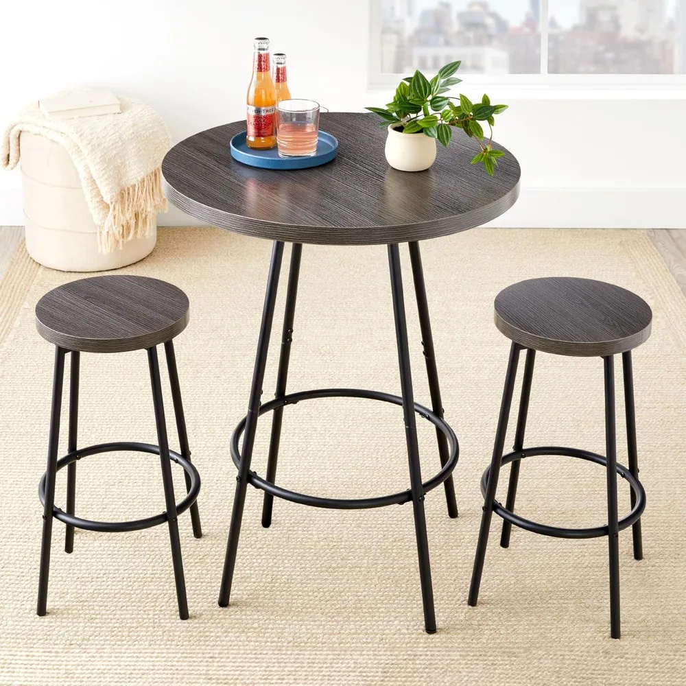 

Products Bistro Dining Set 3 Piece, Modern Round Counter Height Pub Table, Compact High Top with Bar Stools Pub Dini