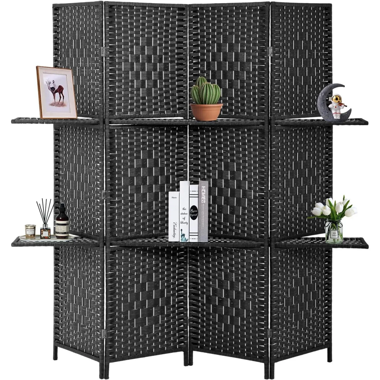 

US Room Divider 4 Panel Room Screen Divider Wooden Screen Folding Partition Screen