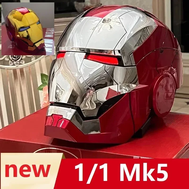 Marvel Iron Man Autoking 1/1 Mk5 Helmet Remote And Voice Control Iron Man Automatic Helmet Mask With Led Light Figure For Boys