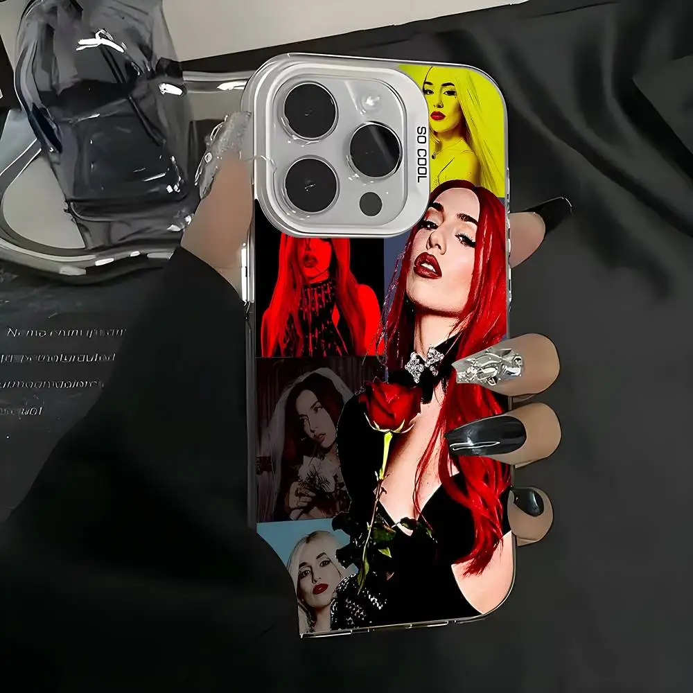 

Fashion A-Ava M-Max Phone Case For iPhone 16 15 14 13 12 11 Pro Max White Ultra-thin Laser Metallic Aurora Funda