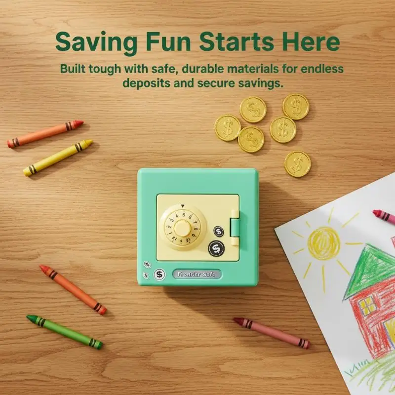 4 Digit Mini Combination Lock Piggy Bank Money Saving Safe Box for Kids Teach Children Financial Management Home Use