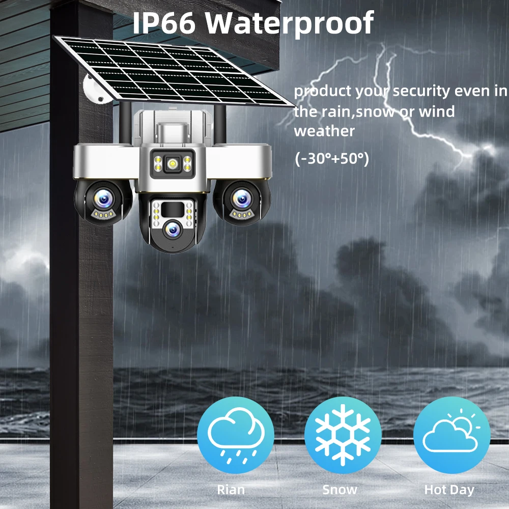 V380 PRO 6K 15MP 3 Objektiv 3 Bildschirm Solar 4G Outdoor CCTV Kamera IP66 Wasserdichte Nachtsicht sicherheit Überwachung