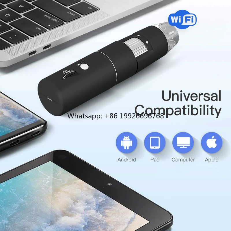 

Electronic Microscope 1000X Digital Zoom Wifi Wireless 8LED 360 Rotation Base Microscope Biologique for Outdoor Science Teaching