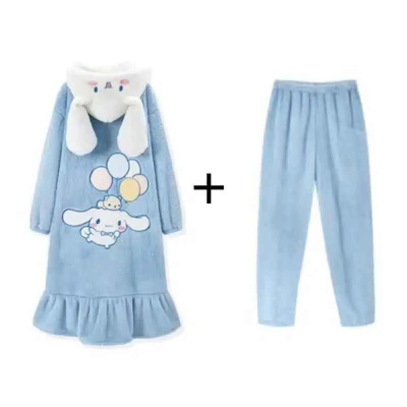 Sanrio Pajamas Anime Cinnamoroll Nightgown Pants Girl Nightgown Cute Loose Thicken Child Pajamas Wholesale Tracksuit Comfortable