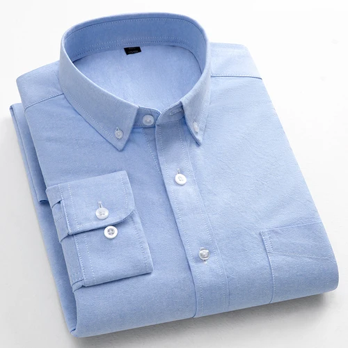 Imagen 2 del producto Camisas Oxford para hombre 100% algodón Color sólido ropa de moda para hombre tendencias nuevo estilo coreano camisas de vestir casuales de manga larga para jóvenes