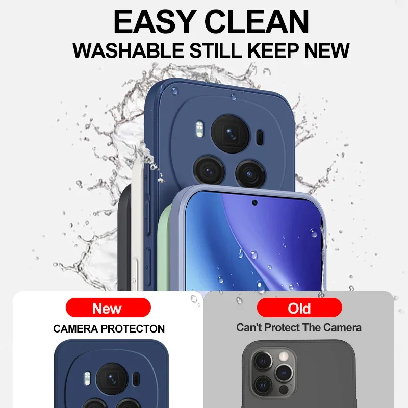 Luxury Square Liquid Silicone Phone Case Cover For Honor Magic6 Magic 6 Pro 6Pro Magic6Pro 5G Soft Candy Color Back Cover
