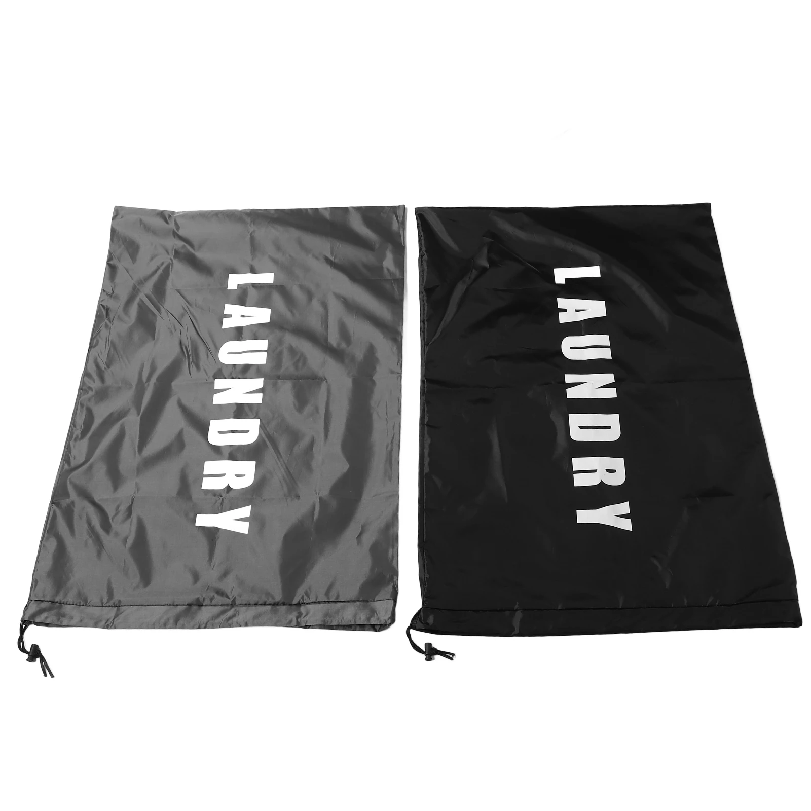 

2 Pcs Bag Drawstring Oxford Cloth Gray Black Laundry Bag With Shoulder Straps Travel Garment Storage Durable Fabric