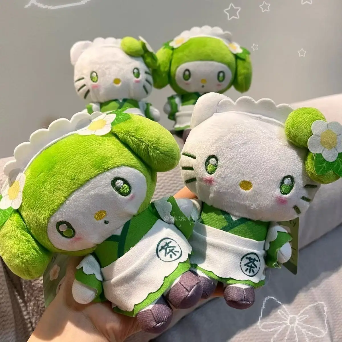

НОВАЯ милая плюшевая игрушка Hello Kitty Matcha, брелок Sanrio Matcha Maid Kuromi Cinnamoroll, кимоно Kitty cat, плюшевая кукла, подвеска, подвеска