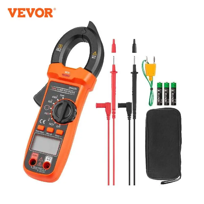 

VEVOR Digital Clamp Meter T-RMS 6000 Counts 600A Clamp Multimeter Tester Measures Current Voltage Resistance Diodes Continuity