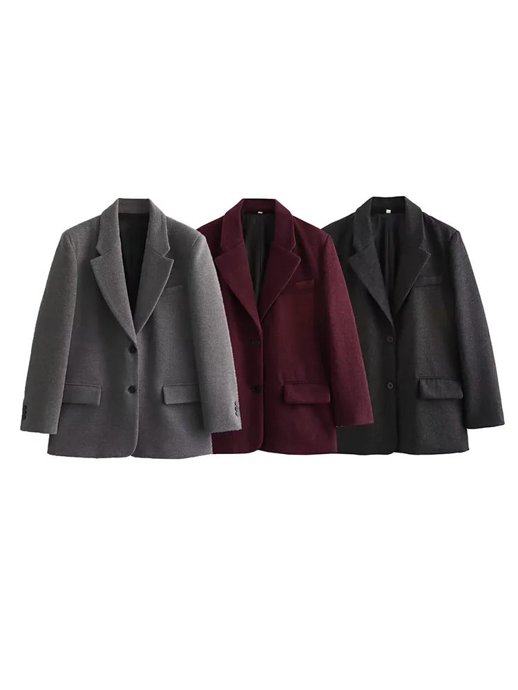 

HH Women 2026 New Fashion Versatile Lapel Single Breasted Blazer With Shoulder Pads Female High Street Casual Long Sleeve Jacket