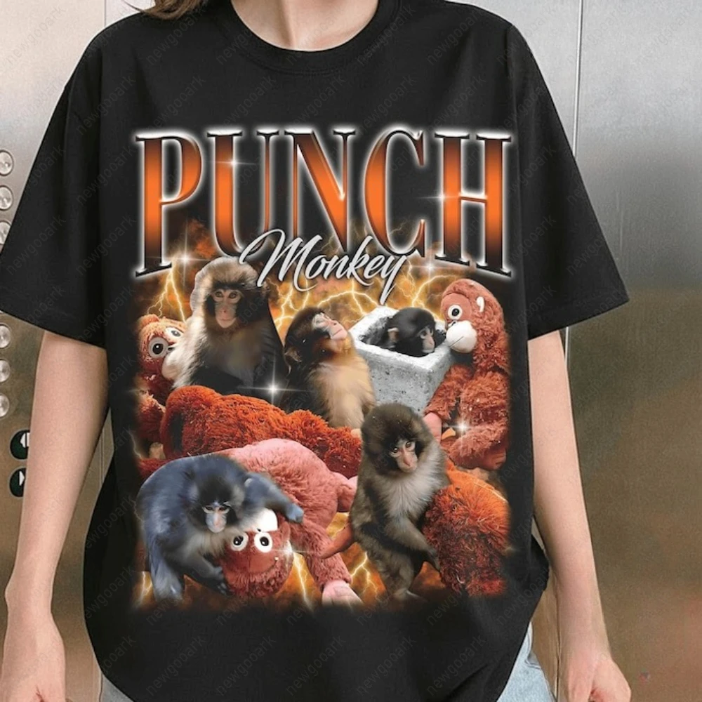 

Monkey Holding Plush Toy Animal Lover Gift T-shirt Woman Man Casual Cotton Graphic T Shirts Creative Streetwear Short-sleev