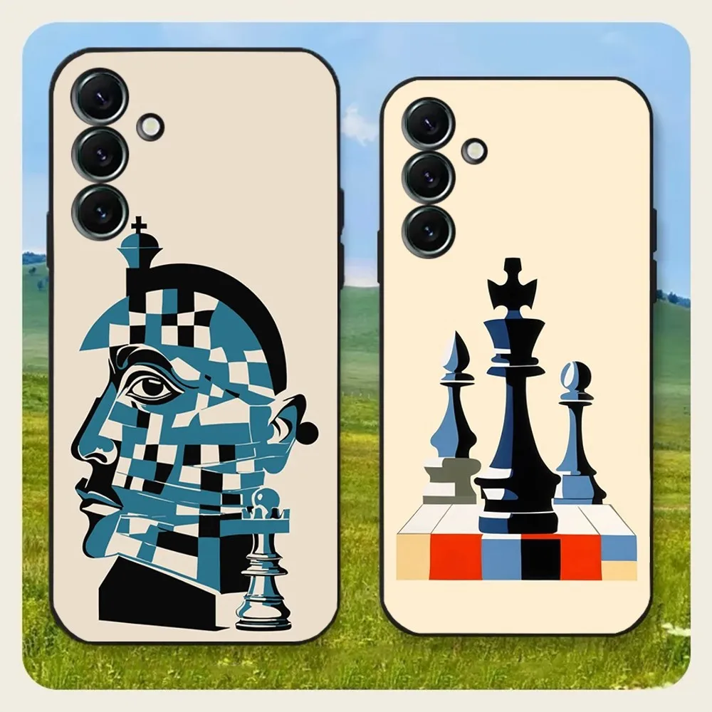 Retro Classic Chess Phone Case For Samsung Galaxy A20,A21s,A22,A31,A32,A52,A53,A72,73,A80,A91Soft Black Cover